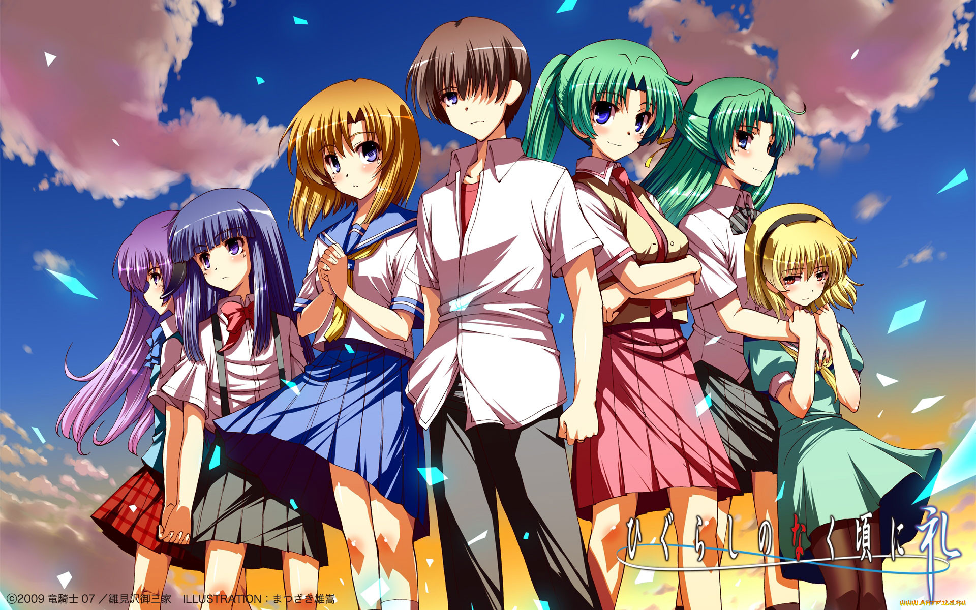 , higurashi, no, naku, koro, ni, ryuuguu, rena, sonozaki, mion, shion, houjou, satoko, furude, rika, hanyuu, maebara, keiichi